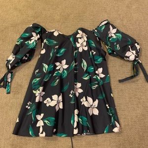 Off-the-shoulder floral mini dress